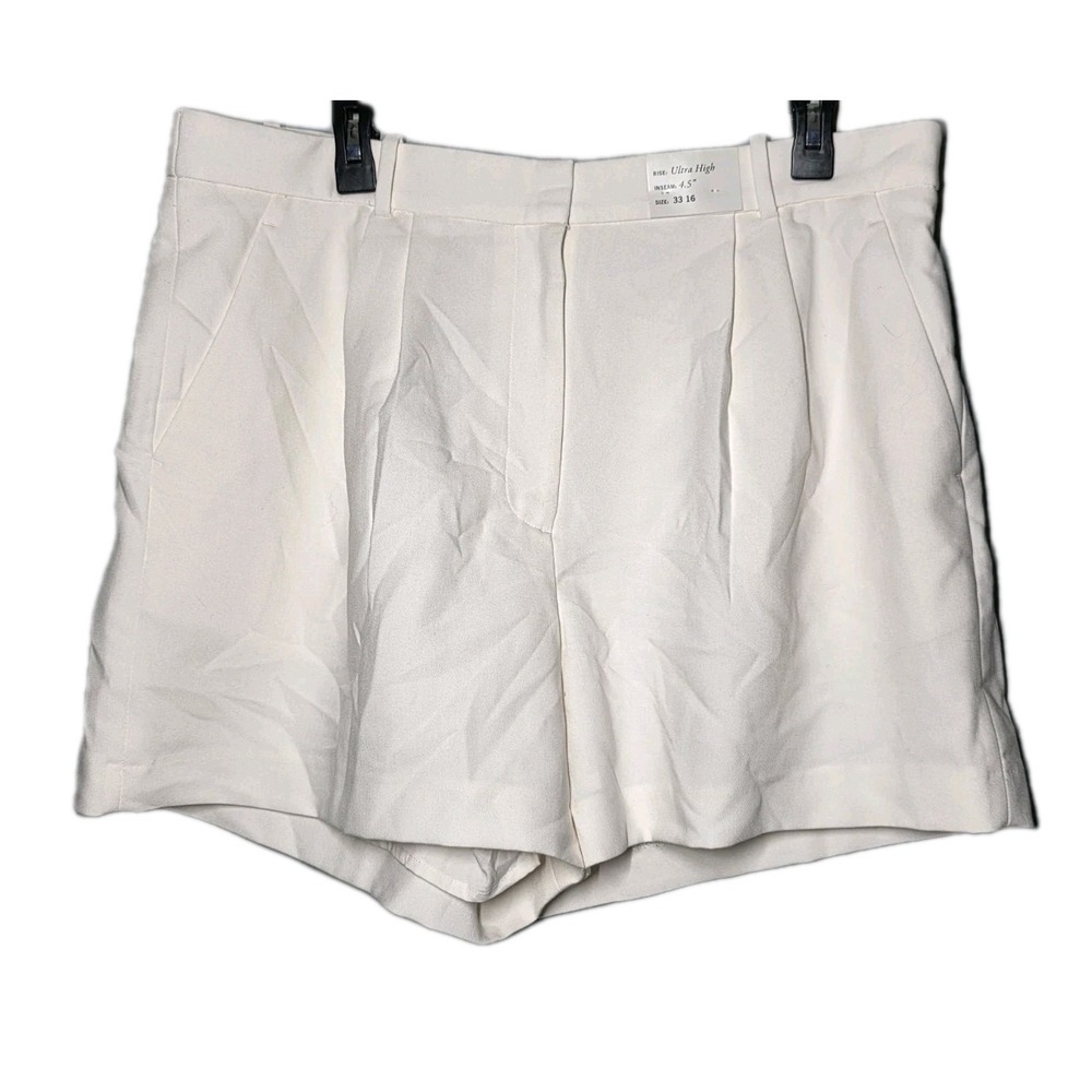 Abercrombie &Fitch Ultra High Rise Tailored White Short Womens 16 Preppy Classic
